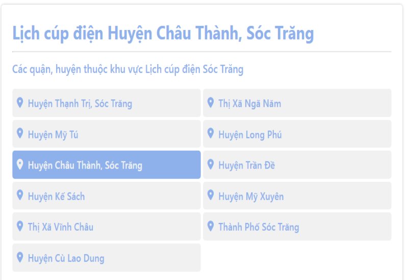 Lịch cúp điện huyện Châu Thành