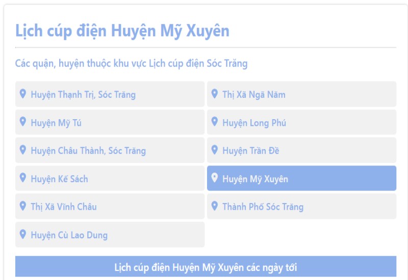 Lịch mất điện Mỹ Xuyên